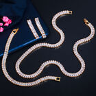Collier baguette long plaqué or zc boucles d'oreilles bracelet ensemble pour bijoux de mariage