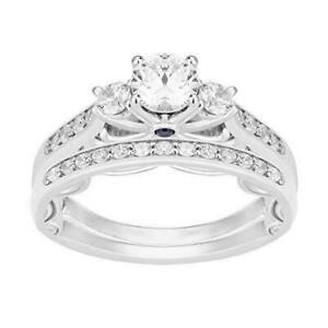 1.56Cttw White Round Cut Stone Engagement Wedding Ring Set 925 Sterling Silver