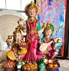 Ganesha, Lakshmi, Saraswati, Figurines, Indian Objects, Good Luck, Love, Beauty, - Picture 1 of 18