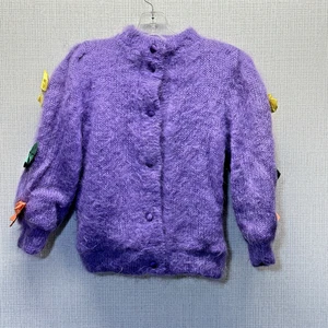 Please Mum London Purple Mohair Blend Cardigan Bows Pockets Girls (Measured) - Picture 1 of 11