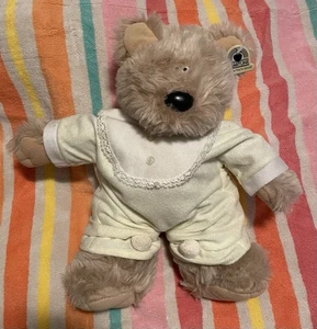 Vintage 1983 GRAFIK INTL BRAUN TEDDYBÄR GELB PJ'S HALMARk GESTOPFT 18 ZOLL PLÜSCH - Bild 1 von 7