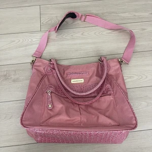 Samantha Brown Dusty Rose Croc Embossed Carry-On Luggage Travel Bag 15"x13" - Picture 1 of 9