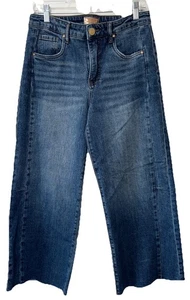 KUT from the Kloth Meg High-Rise Fab Ab Wide Leg Raw Hem Blue Womens Sz 2 NWT - Picture 1 of 14