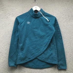 Umbro 1/4 Asymmetric Zip Crosscut Sweatshirt Boys Youth Large L Logo Teal Blue - Picture 1 of 6