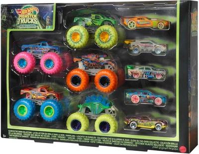 - Monster Trucks Fluo Set Con 10 Veicoli, 5 Monster Trucks E 5 Macchinine in Sca - Immagine 1 di 4