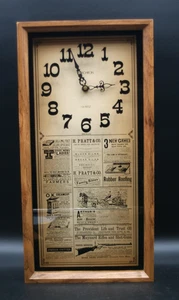 Reloj de Pared Verichron Vintage Periódico Anuncios Sobre Vidrio - Imagen 1 de 8