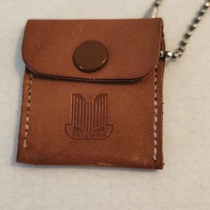 Vintage Triumph Motocycle Auto Leather With Snap Pouch Keychain Key Chain Ring  - Picture 1 of 8