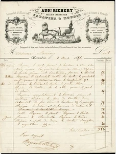 RARE Facture - Alexandrie - Aug. Richert - Sellier Carrossier - 1851 (18OK) - Imagen 1 de 2