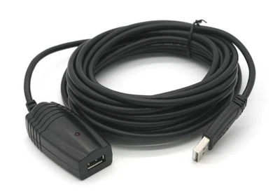 Cable de extensión activo USB 2.0 blindado tipo A macho a hembra 16 pies LED negro Foto 1 de 3