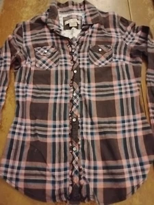 Arizona Jean Co. Sz.S/CH Pink/Purple/Teal Plaid Pearl Snap-Up Shirt - Picture 1 of 8