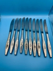 Menge 10 Oneida Oneidacraft LASTING ROSE Deluxe Edelstahl 8,5" Tafelmesser GUC - Bild 1 von 4