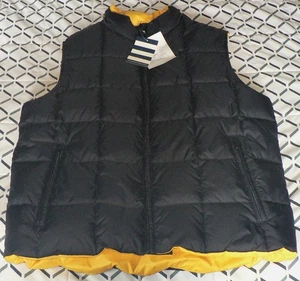 LANDS’ END Mens Sz Large NWT Blue / Yellow Reversible Goose Down Zip Puffer Vest - Picture 1 of 9