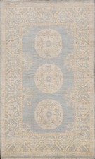 Muted Vegetable Dye Authentic Oushak Turkish Area Rug Geometric Hand-knotted 4x6