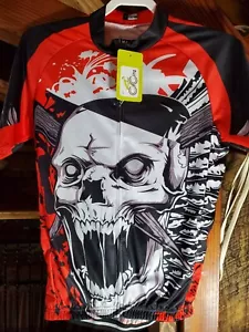 Neu mit Etikett Cycling Herren Shirt Jacke Large Totenkopf Radfahren Fahrrad Goth Reißverschluss NEU - Bild 1 von 16