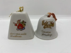 Vintage Ceramic Christmas Bell Ornaments - Picture 1 of 2