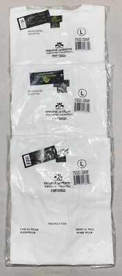Lot of 3 Natural Uniforms Scrub Tops White Size L Unisex Medical Workwear - Image 1 of 4