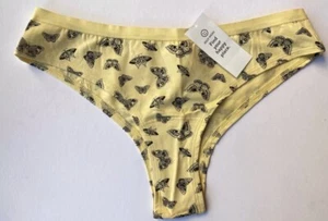 Hollister Yellow Cotton Butterfly Print Cheeky Underwear Lingerie Pants BNWT - M - Picture 1 of 7