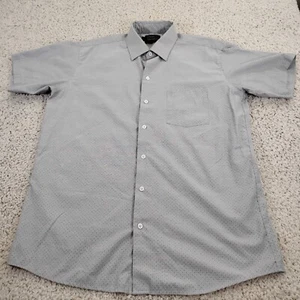 Camisa Estándar Texas Para Hombres Grande Gris Botón Geométrico Bolsillo Informal Preppy A1 - Imagen 1 de 10