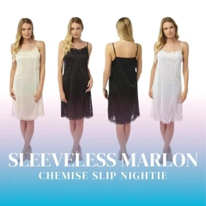 Ladies Sleeveless Marlon Nightdress Chemise Slip Nightie UK Size 10–26 - Picture 1 of 7