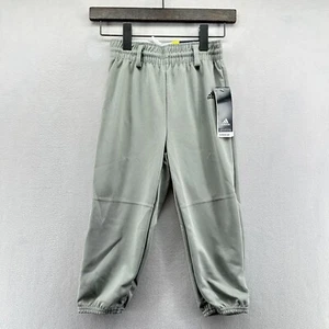 Adidas Baseball Pants Gray Unisex Kids Size Small Pull Up Elastic Bottom New - Picture 1 of 6