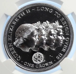 2015 TRISTAN da CUNHA Long to Reign Over Us Proof Silver Crown Coin NGC i107073 - Picture 1 of 5