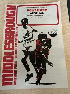 1975 Middlesbrough V Arsenal Programme - Picture 1 of 3