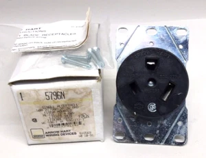 Arrow Hart 5796N Single Receptacle Flush Mount 50A 277VAC 2P 3W GRD 12-4 AWG - Picture 1 of 6
