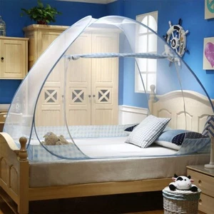 Digead Mosquito Net, 150x200cm Bed Canopy Blue Edge Camping Curtain - Picture 1 of 2