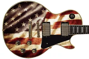 Guitar Skin Axe Wrap Re-skin Vintage USA 1 Rosso Bianco Blu Strisce Stile Bandiera 542 - Foto 1 di 12