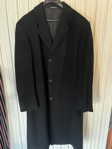 346 Brooks Brothers Men's Overcoat Trench Black Wool Cashmere Blend Size 42R - Picture 1 of 8
