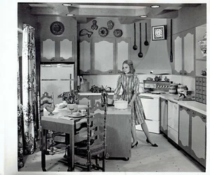 1963 Press Photo Fashion Model Beauty poses in a newly designed kitchen - Picture 1 of 2