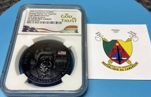 DONALD TRUMP 2024 CAMEROON PROOF SILVER OBSIDIAN NGC PF70 HR Ultra Cameo - Picture 1 of 5