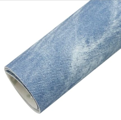Light Blue Denim Look FAUX LEATHER SHEET 8" x 12" 1162709 Premium felt backing - Image 1 of 2