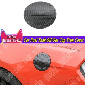 Carbon Fiber ABS Car Fuel Tank Oil Gas Cap Trim Cover For Ford Mustang 2015-2023 - Picture 1 of 7