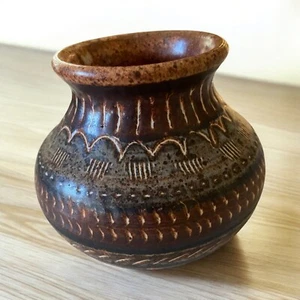 Handmade Vintage Stoneware Art Pottery 4.5” Cache Pot Vase #139 - Picture 1 of 4