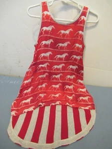 P32 Girls size 4 Red White Tie Back Hi Low Hem Horses Paper wings - Picture 1 of 9