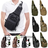 Men Backpack Molle Tactical Sling Chest Pack Shoulder Bag Outdoor Hiking Handbag