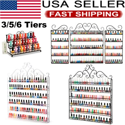 Estante de esmalte de uñas de metal montado en la pared organizador de exhibición soporte de esmalte de uñas Foto 1 de 4