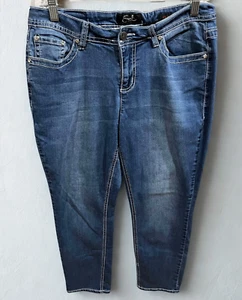 Earl Jeans Damen 12P Straight blau bestickt Whiskered Cowboy Western Denim - Bild 1 von 8