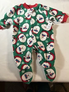 SANTA CLAUS FOOTED FLEECE PJS 0-3M CHRISTMAS CHILDREn’s Place BOY Or GIRL - Picture 1 of 3