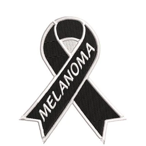 Melanoma Black Awareness Support Ribbon Patch Embroidered Iron-On Applique - Picture 1 of 3