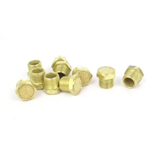 10Pcs 1/4BSP Thread Flat Head Brass Pneumatic Muffler Noise Reduce Exhaust - Picture 1 of 2