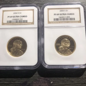 2004-S & 2005-S Sacagawea NATIVE AMERICAN DOLLAR $1 NGC PF69 Ultra Cameo - Picture 1 of 1
