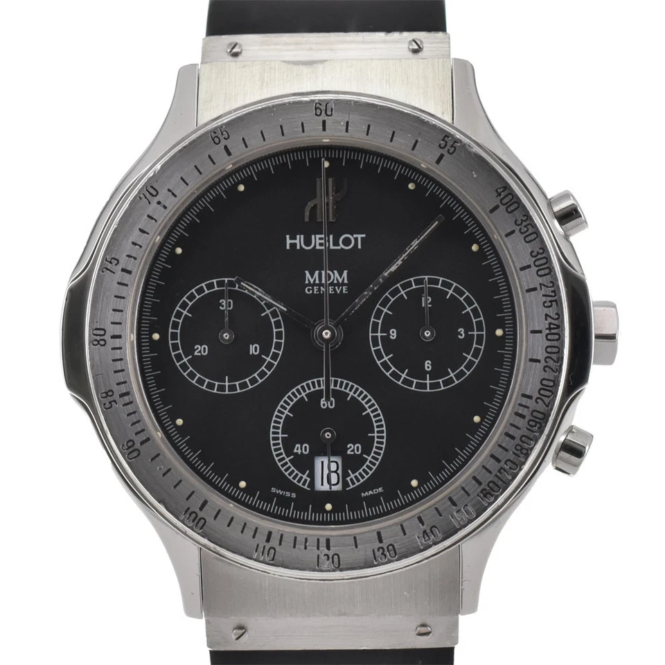 Reloj para hombre HUBLOT MDM 1620.1 cronógrafo fecha SS/caucho cuarzo R#143601 Foto 1 de 4