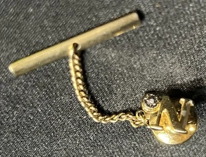 Vintage Men's (N) Gold Tone with Rhinestone Tie Tack Pin - Picture 1 of 2