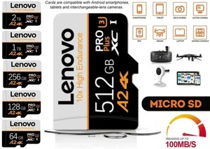 Micro SD Card128GB 256GB 512GB 1TB 2TB Class 10 U3 A2 + Adapter for Phone Camera - Picture 1 of 17