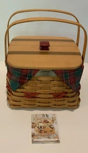 Cesta Longaberger Navidad "Deck the Halls" con forro de tela/2 protectores y tapa - Imagen 1 de 10