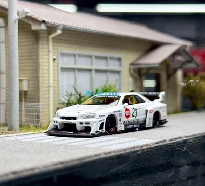 CR Minigt 1:64 White JDM LB ER34 GTR #23 Sports Model Diecast Metal Car  - Image 1 of 4