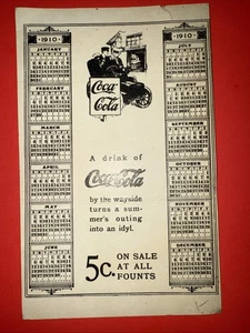 1910 COCA-COLA Calendar Ad Ephemera Glued Onto Cardboard - Picture 1 of 4