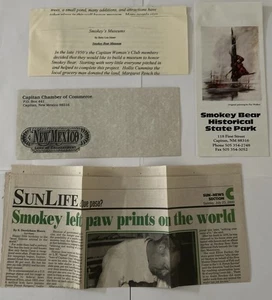 Smokey Bear Museum Items: Brochures, Newspaper Article, True Story Smokey Bear - Picture 1 of 14